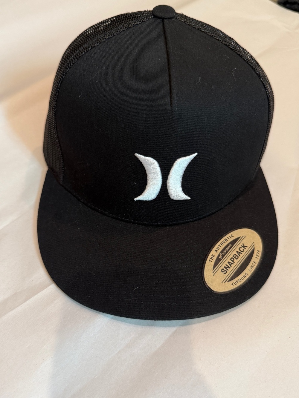 NWOT Hurley Black Snapback Trucker Hat with White Logo